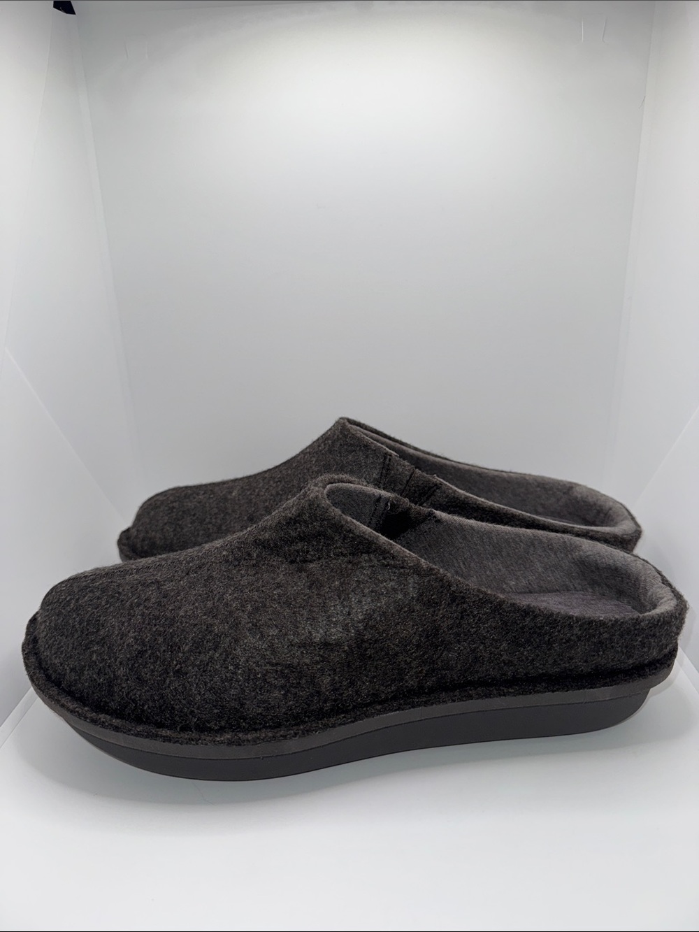 Clarks Cloudsteppers Step Flow Clog Mule Gray Felt Women’s 9